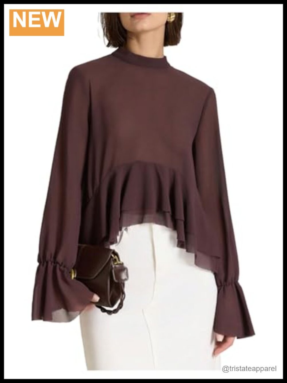 Verdusa Women's Chiffon Blouse Ruffle High Low Top Tie Back Asymmetrical Dressy